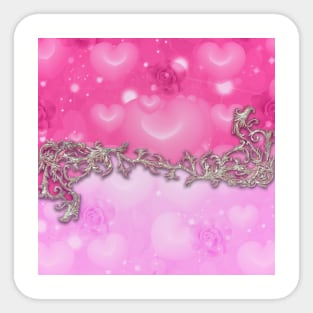 Wonderful roses with hearts Sticker